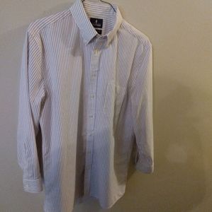 Stafford men's white/purple stripe, button-down dress shirt